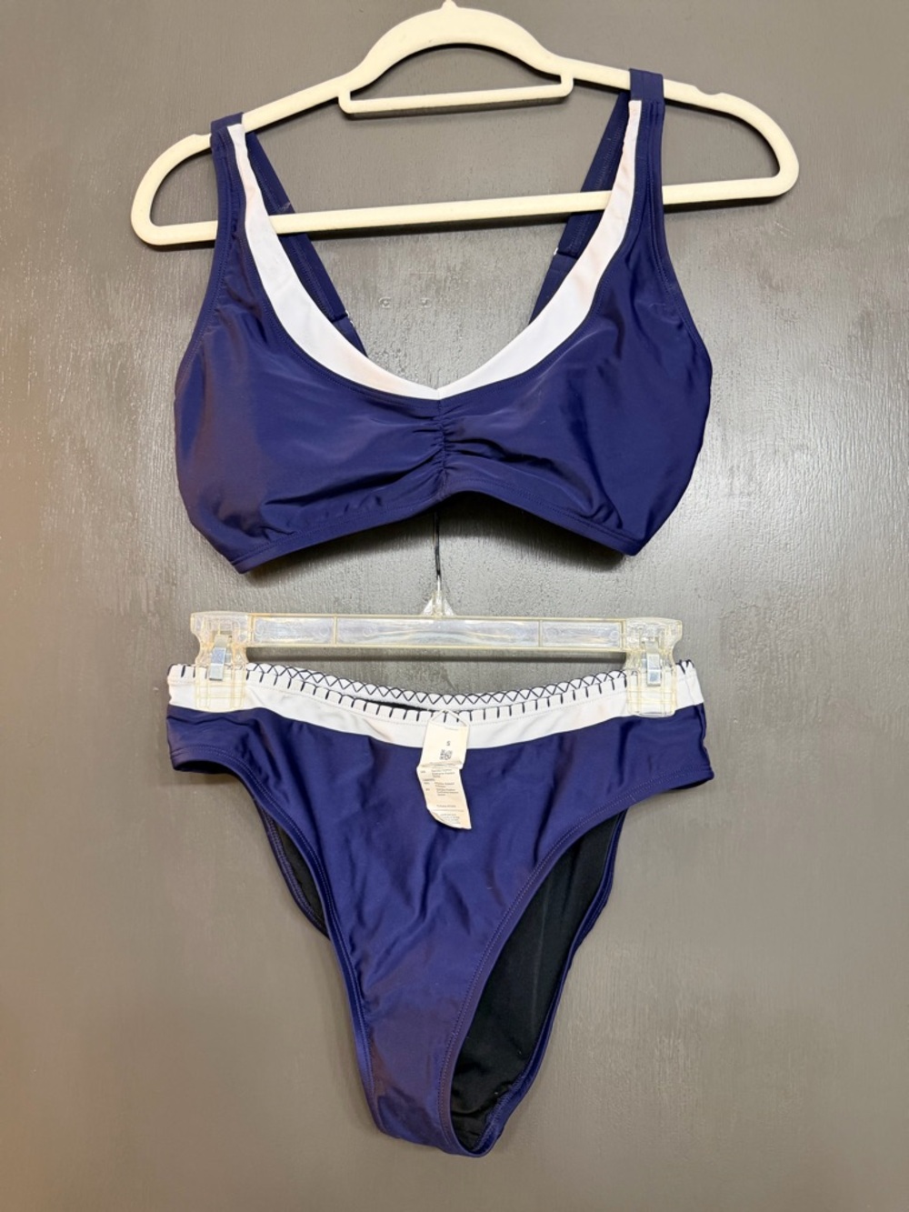 Cupshe Navy and White Two-Piece Bikini Set